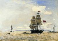 Johan Barthold Jongkind - Norwegian Naval Ship Leaving the Port of Honfleur